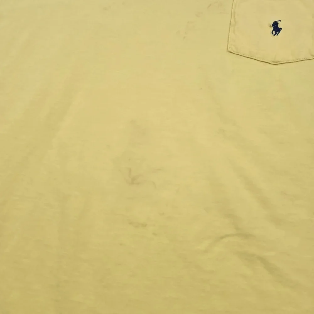 Vintage Polo By Ralph Lauren‎ Shirt Mens Large Yellow Pocket Pony Tee Made USA